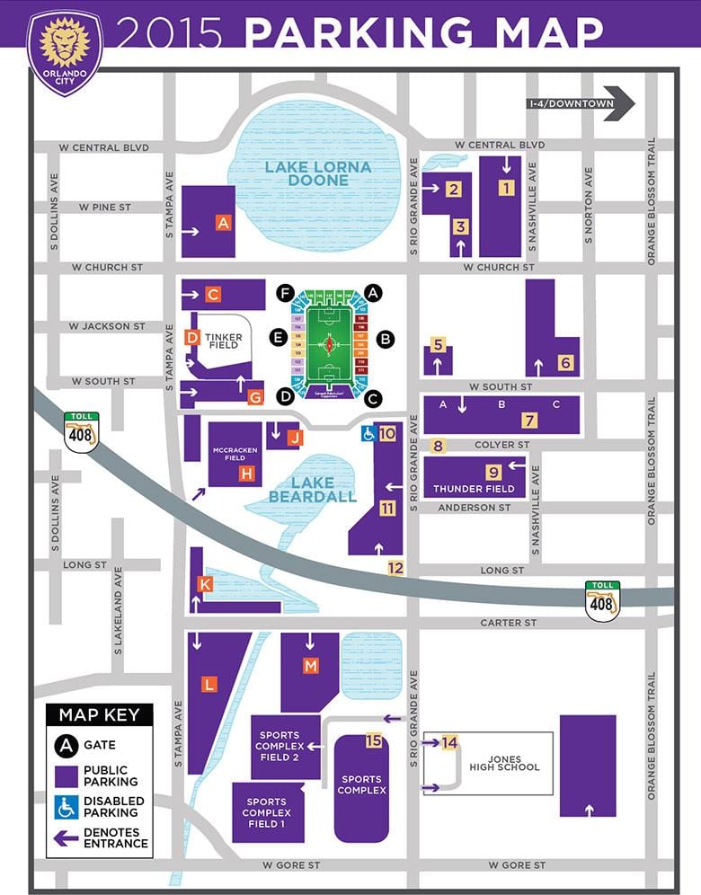 Citrus Bowl estacionamiento mapa