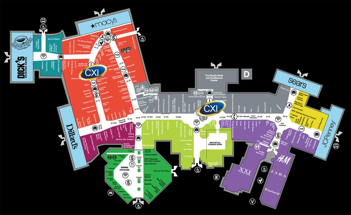 El centro comercial Florida mall de Orlando mapa