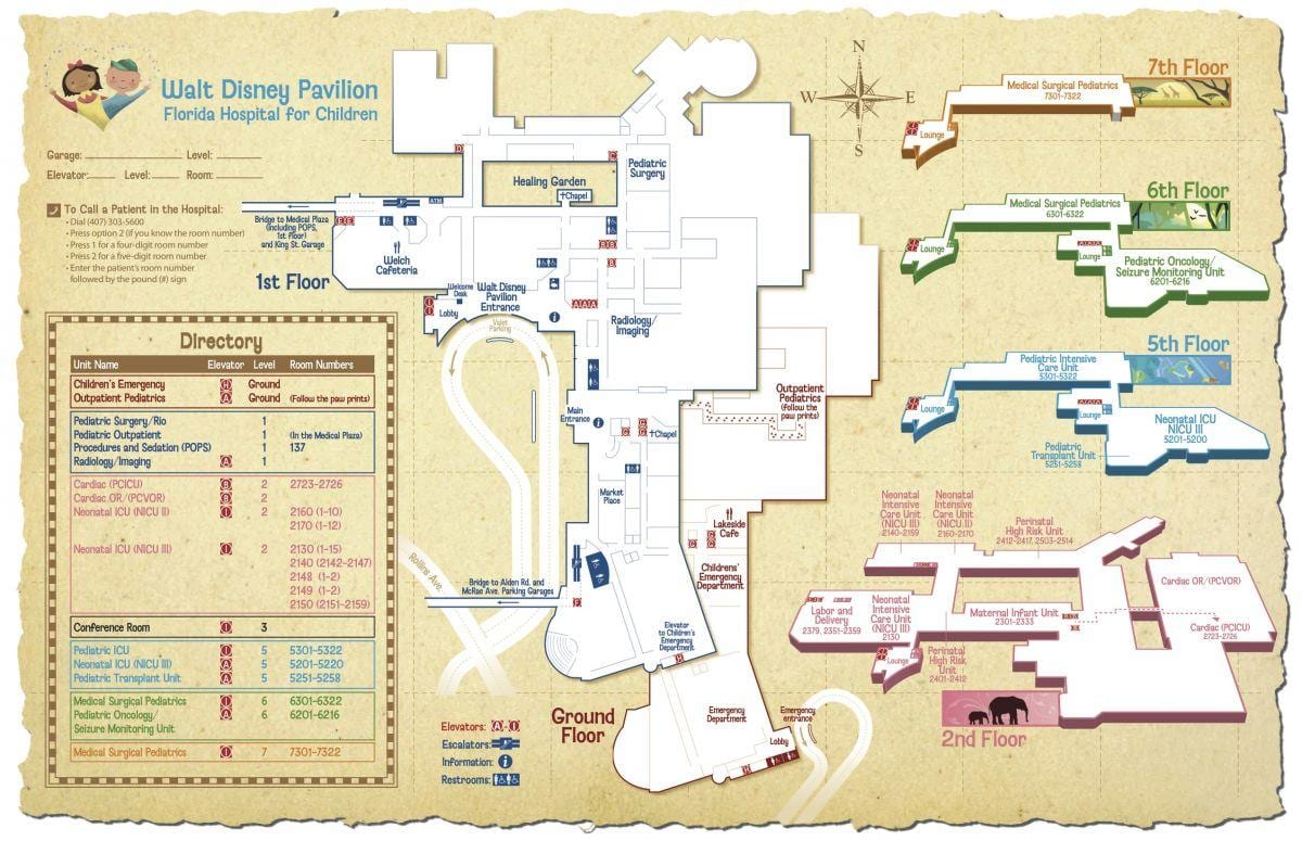 El hospital de la Florida mapa