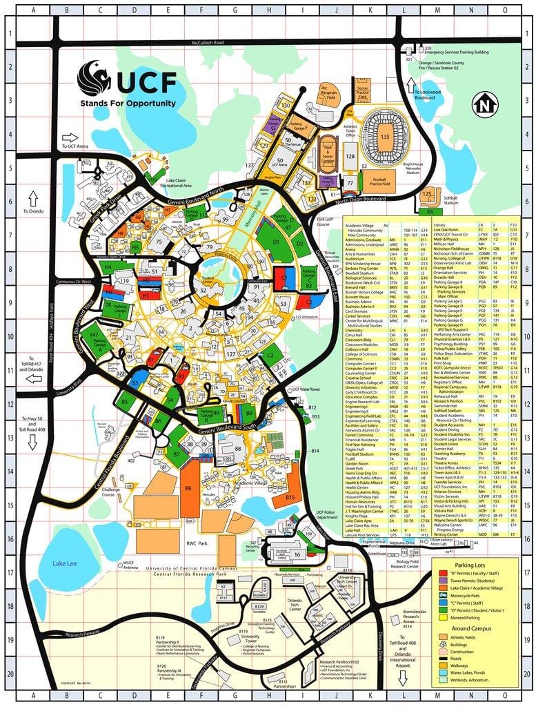 mapa de la universidad de la Florida central
