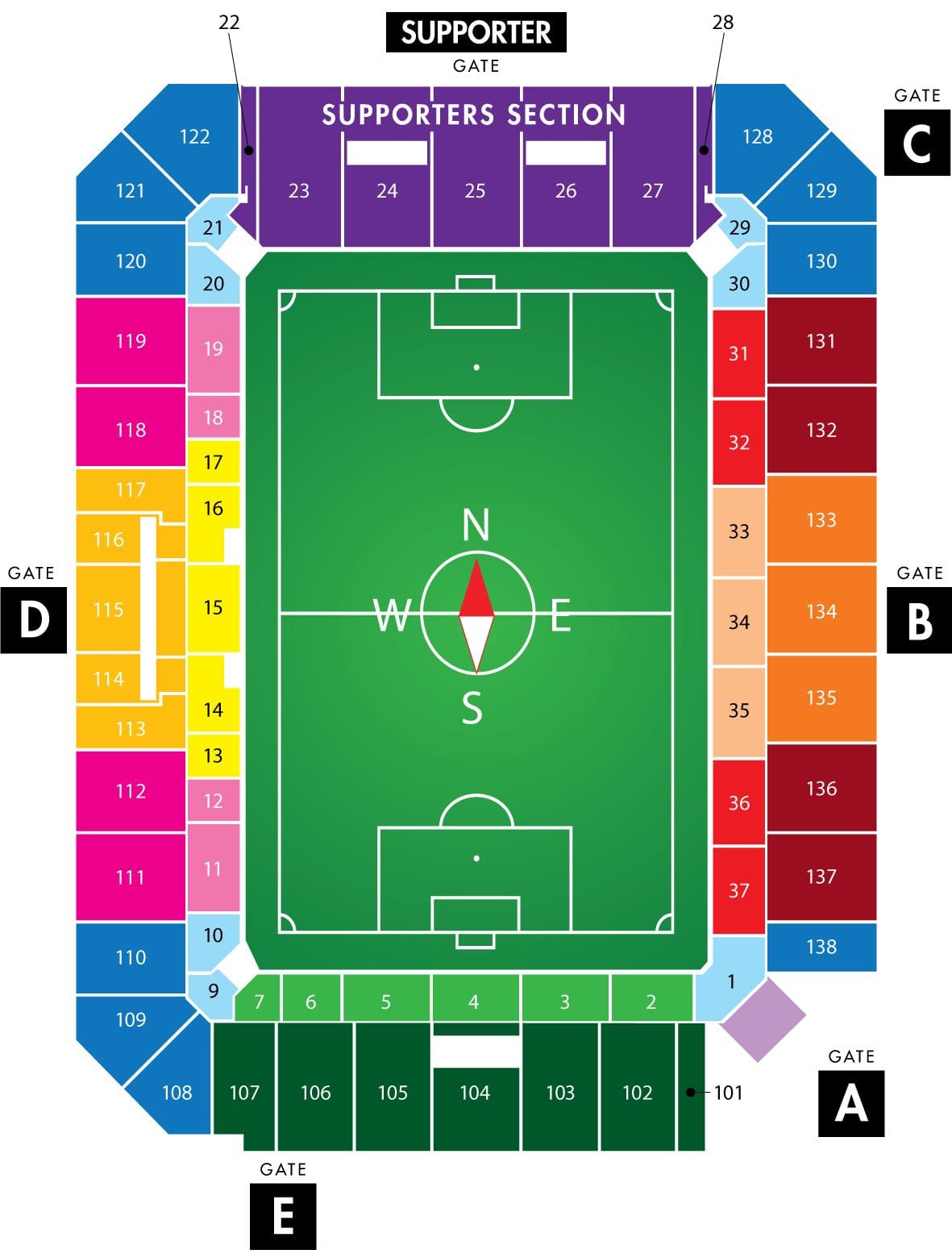 La ciudad de Orlando, estadio de fútbol mapa
