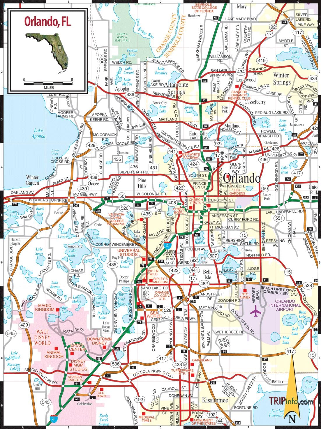 Orlando mapa de la Florida