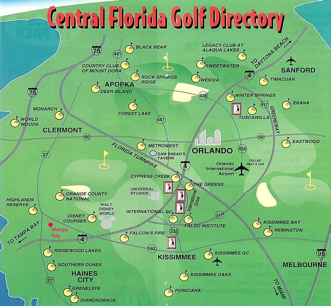 mapa de Orlando campos de golf