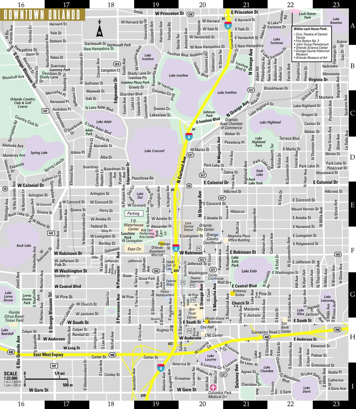 mapa de calle de Orlando